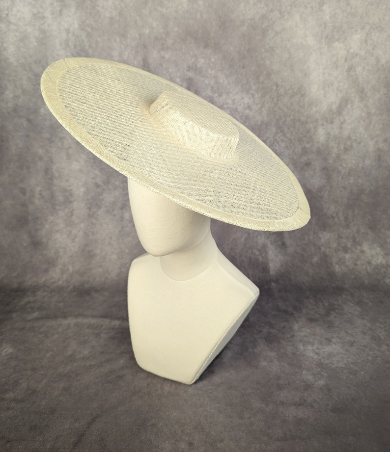 17.25 Ivory Cartwheel Hat Base Woven Sinamay Straw Wide Hat Form for DIY Millinery Supply Round Shape Not Ready to Wear image 4