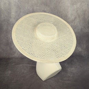 17.25 Ivory Cartwheel Hat Base Woven Sinamay Straw Wide Hat Form for DIY Millinery Supply Round Shape Not Ready to Wear image 3