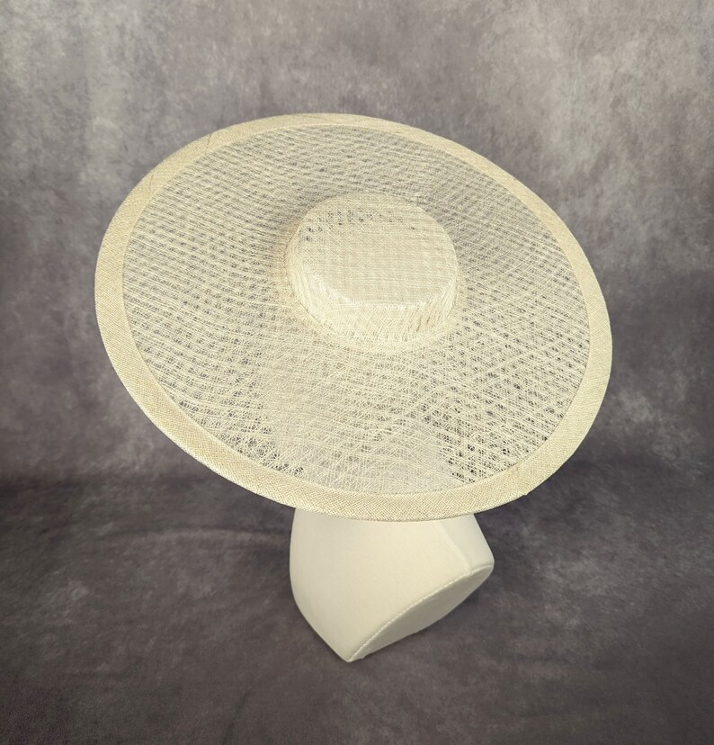 17.25 Ivory Cartwheel Hat Base Woven Sinamay Straw Wide Hat Form for DIY Millinery Supply Round Shape Not Ready to Wear image 3