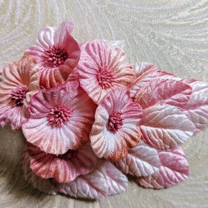 Velvet Millinery Flowers Pink Coral Peach Ombre Shaded Poppies Yo Yo for Hats, Fascinators, Crafts 2FN0035OPK image 4