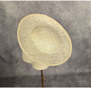 12&quot; Natural Hat Base Sinamay Straw Upturned Brim Hat Form for DIY Hat Millinery Supply Round Shape Not Ready to Wear