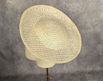 12" Natural Hat Base Sinamay Straw Upturned Brim Hat Form for DIY Hat Millinery Supply Round Shape Not Ready to Wear