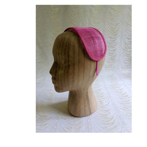 Fuchsia Pink Sinamay Fascinator Base on Headband for DIY Millinery