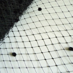 12 Inch Black Dot Veiling for Hats Millinery Supply Chenille Spot Dotted Birdcage Russian French Netting DIY Veils Blushers Fascinators