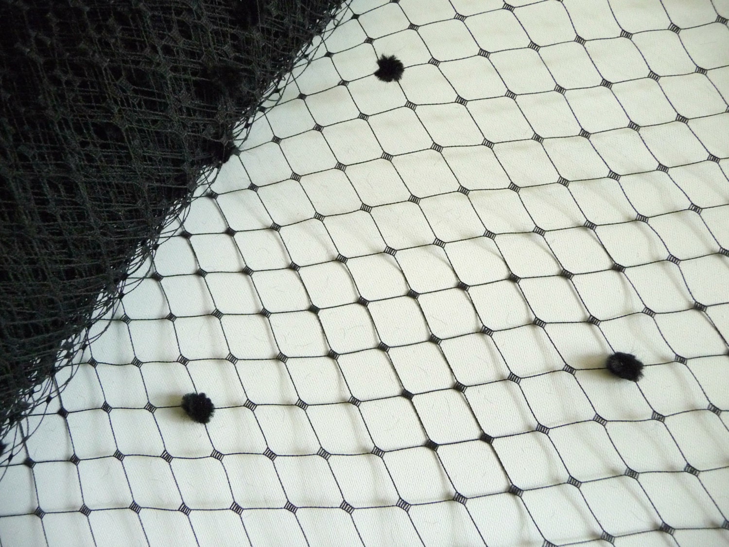 12 Inch Black Dot Veiling for Hats Millinery Supply Chenille 