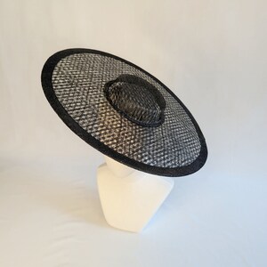 17.25 Black Cartwheel Hat Base Woven Sinamay Straw Wide Brim Hat Form for DIY Millinery Supply Round Shape Not Ready to Wear image 7