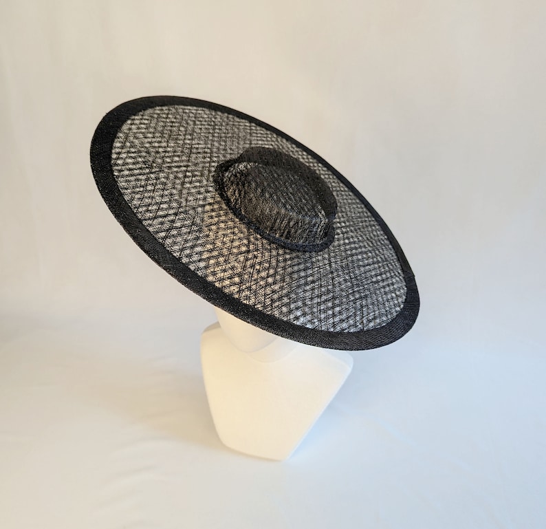 17.25 Black Cartwheel Hat Base Woven Sinamay Straw Wide Brim Hat Form for DIY Millinery Supply Round Shape Not Ready to Wear image 7