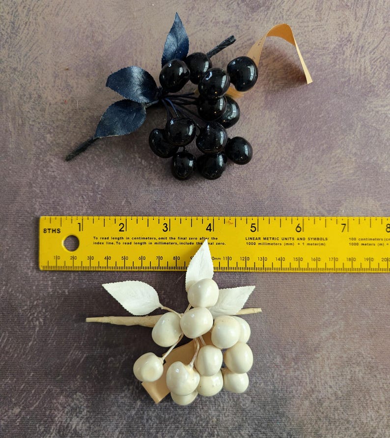 Cluster Ruller Vintage Cherries Ivory or Navy Blue CHOOSE COLOR Millinery Fruit Bunch ...