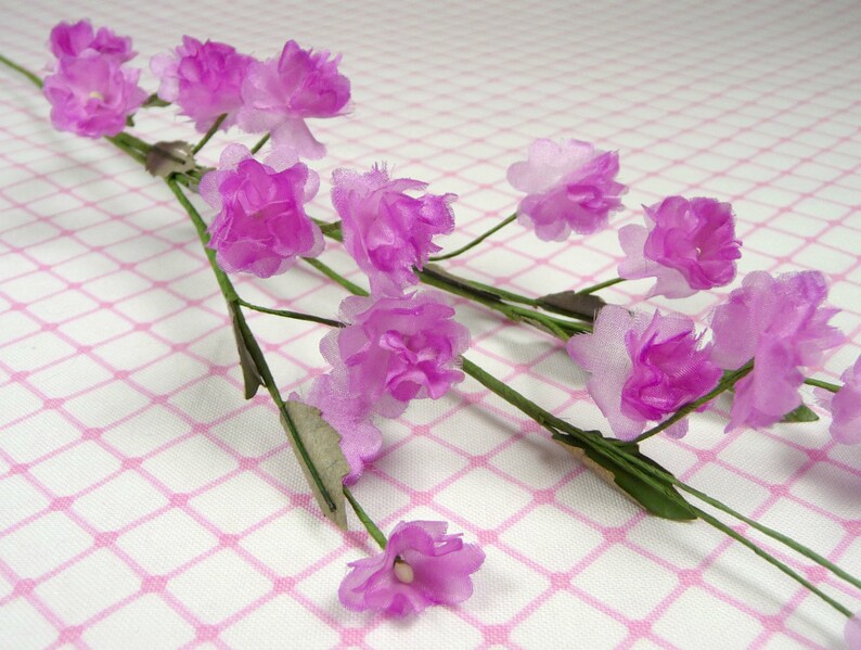 Vintage Baby's Breath Flower Spray Dark Mauve Pink NOS for Weddings Hair Clips Bouquet Corsage Tiny Blossoms Gypsophila 1FV0004M image 2