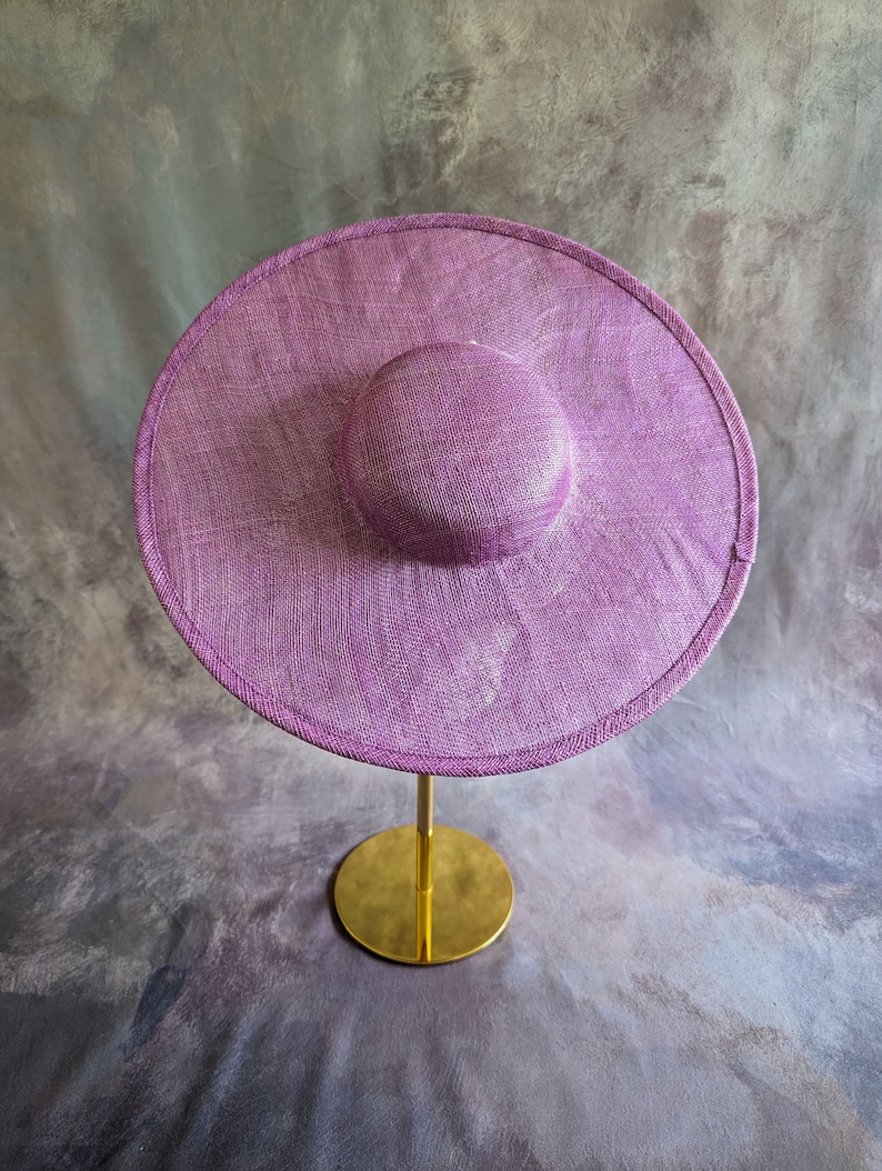 15 Orchid Cartwheel Hat Base Sinamay Straw Wide Brim Pink Purple Round Hatinator Form for DIY Derby Hat Millinery Supply Not Ready to Wear image 3