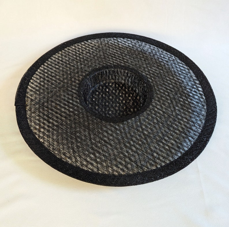 17.25 Black Cartwheel Hat Base Woven Sinamay Straw Wide Brim Hat Form for DIY Millinery Supply Round Shape Not Ready to Wear image 5