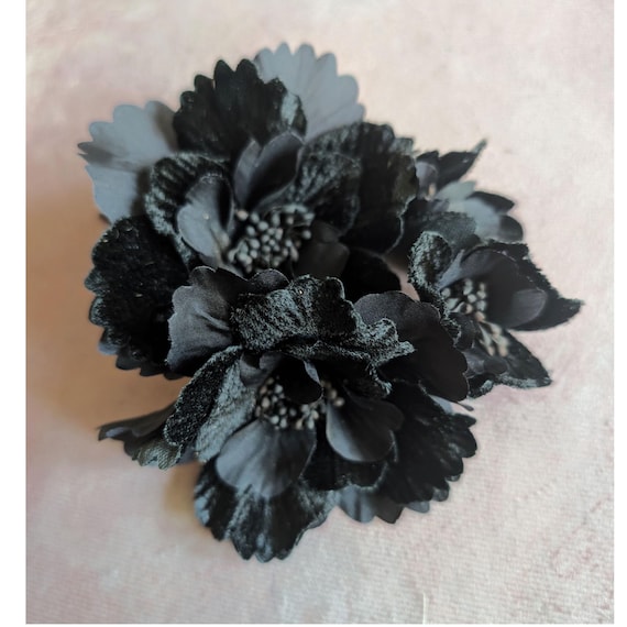 Handmade Black Velvet and Silk Millinery Flowers for Hats  display picture 1