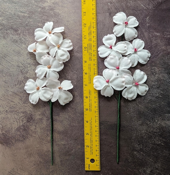 Dogwood Flowers Spray of 6 Blossoms NOS Pink or Peach Center