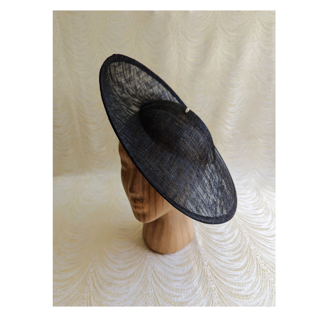 13 Black Saucer Hat Base Contoured Sinamay Straw Wide Hat Form for DIY