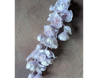 10" Handmade Blossom and Buds Lavender Spray for Hats, Millinery Flowers