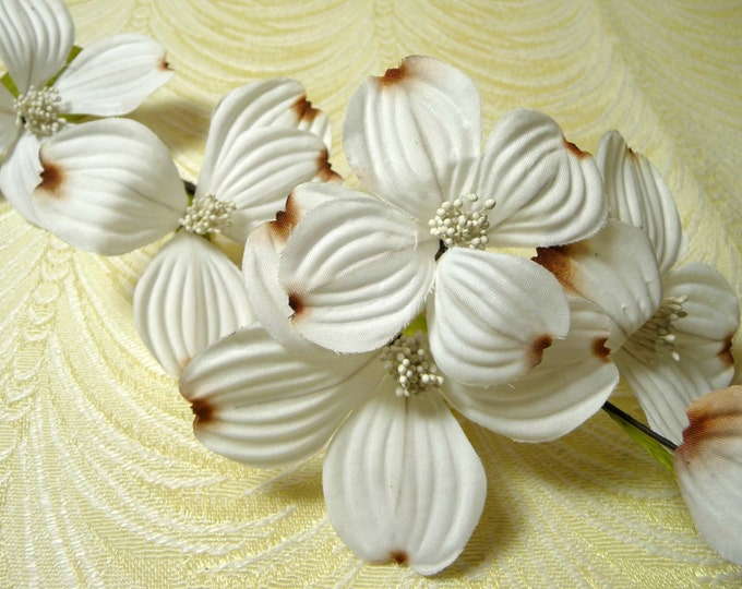 White Silk Dogwood Flowers Spray of 6 Blossoms on Twig NOS for Etsy