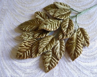 Velvet Millinery Leaves Light Olive Green Beautiful Spray of 18 for Hats Scrapbooking, Fascinators 7LN0003G