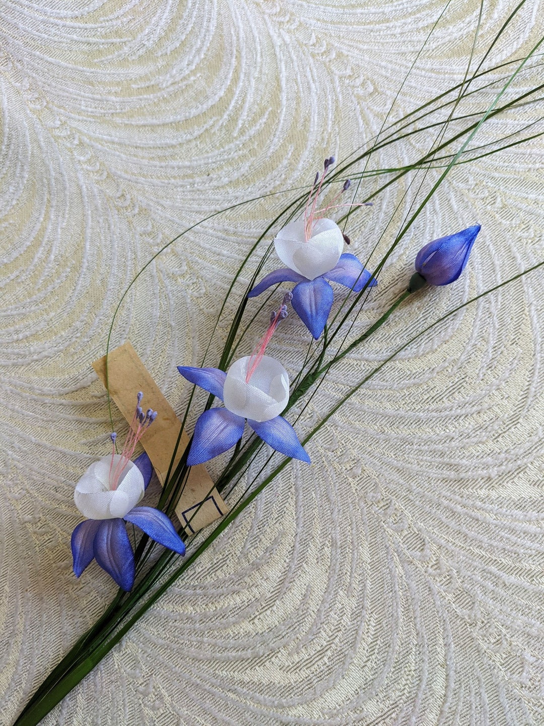 Vintage Silk Columbines Violet Blue White Millinery Flowers Etsy