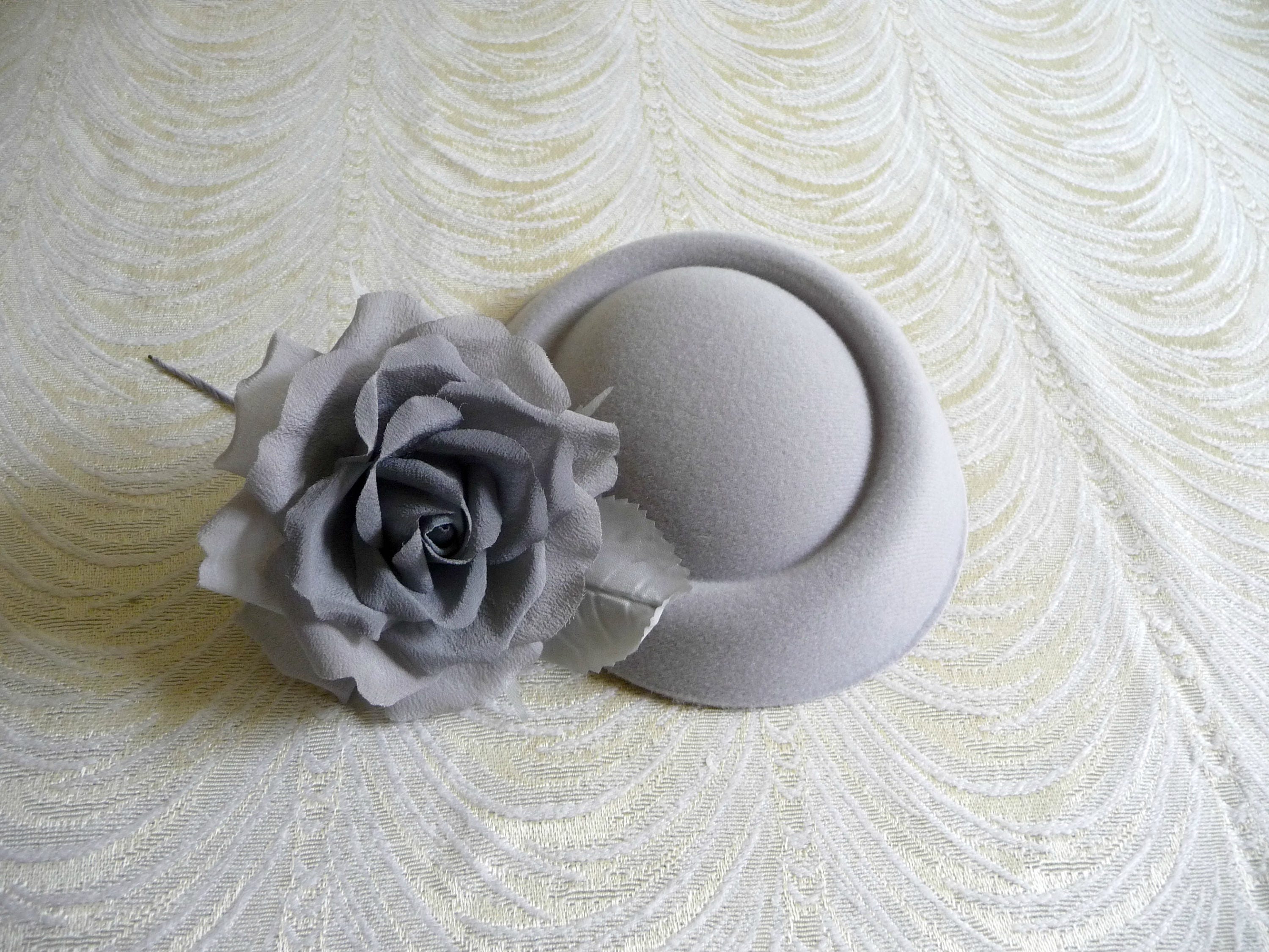 Handmade Gray wool felt fascinator hat Grey Wool Fascinator - Etsy main image 4