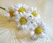 Vintage Daisies Millinery Flowers White Yellow Spray of 5 NOS for Rustic Country Wedding Hats Bouquets Hair Corsage Crafts 2FV0048W 