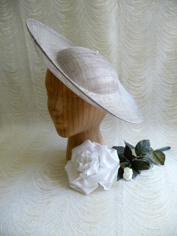 Gray Saucer Hat Base Contoured Sinamay Straw Wide Hat Form for DIY Hat  Millinery Supply Round Shape Upturned Brim Not Ready to Wear 