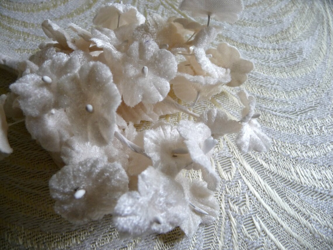 Velvet Millinery Flowers Cream Ivory Me Nots Vintage Etsy