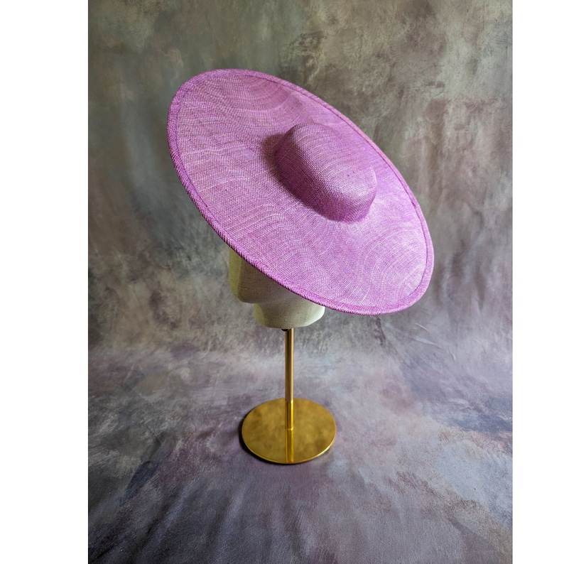 15 Orchid Cartwheel Hat Base Sinamay Straw Wide Brim Pink Purple Round Hatinator Form for DIY Derby Hat Millinery Supply Not Ready to Wear image 1