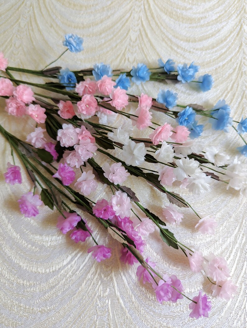 Vintage Baby's Breath Flower Spray Dark Mauve Pink NOS for Weddings Hair Clips Bouquet Corsage Tiny Blossoms Gypsophila 1FV0004M image 3