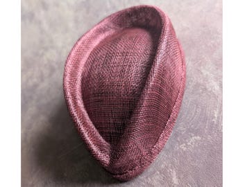 7.5" Wine Burgundy Sinamay Fascinator Base for DIY Millinery Supply Teardrop Shape Pillbox Hat Style Not Ready to Wear