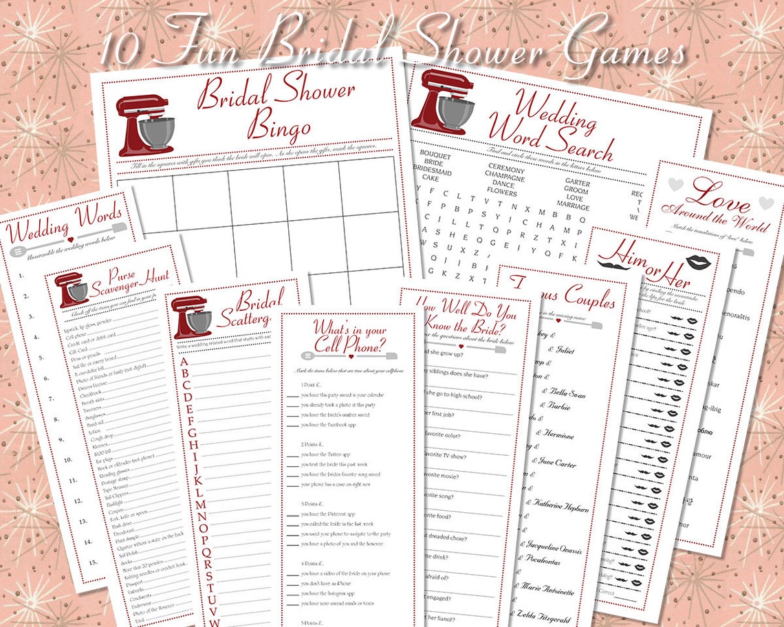 10 Kitchen Bridal Shower Games Instant Download Digital Etsy