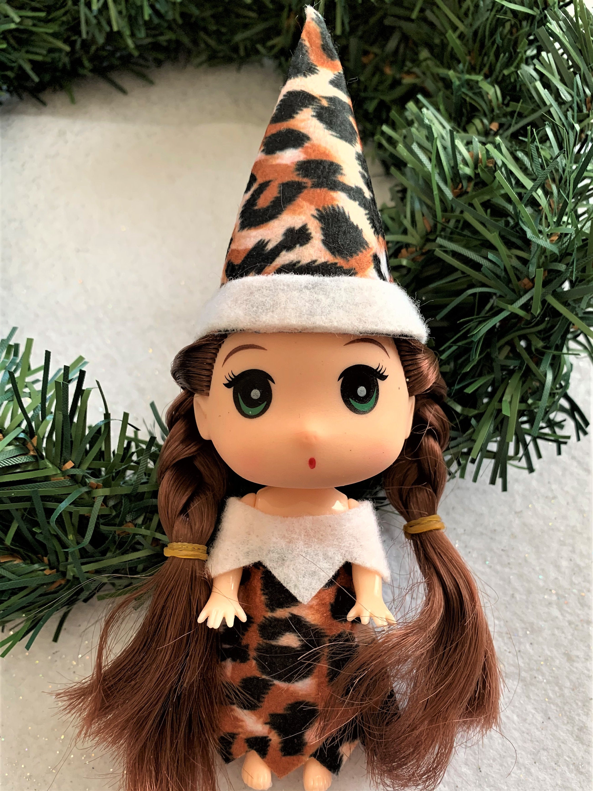 Cheetah Print Leopard Print Toddler Elf Doll With Dark Braids Etsy UK