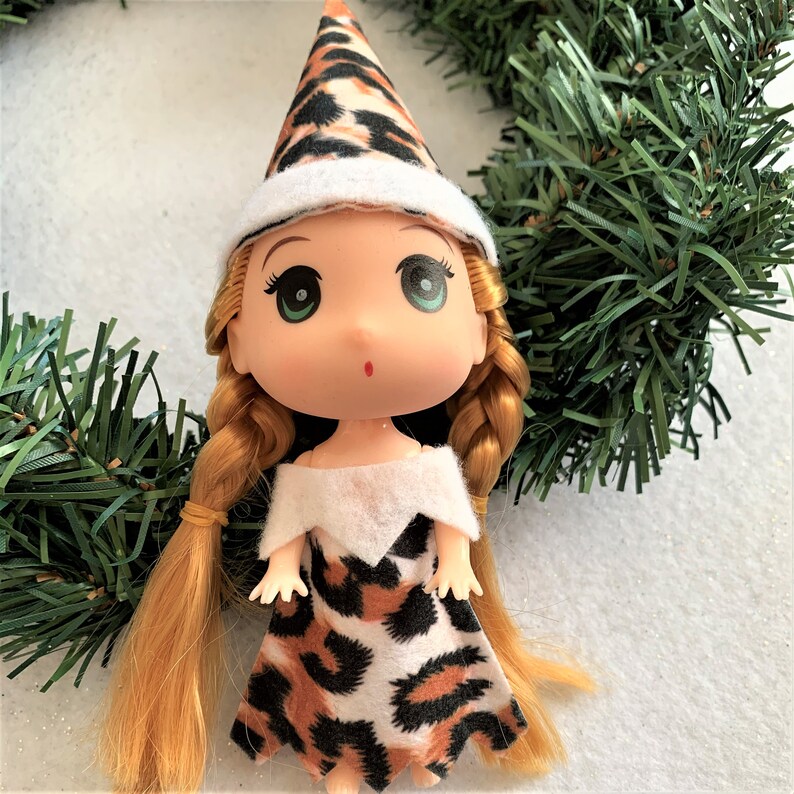 Cheetah Print Leopard Print Toddler Elf Doll With Light Braids Etsy