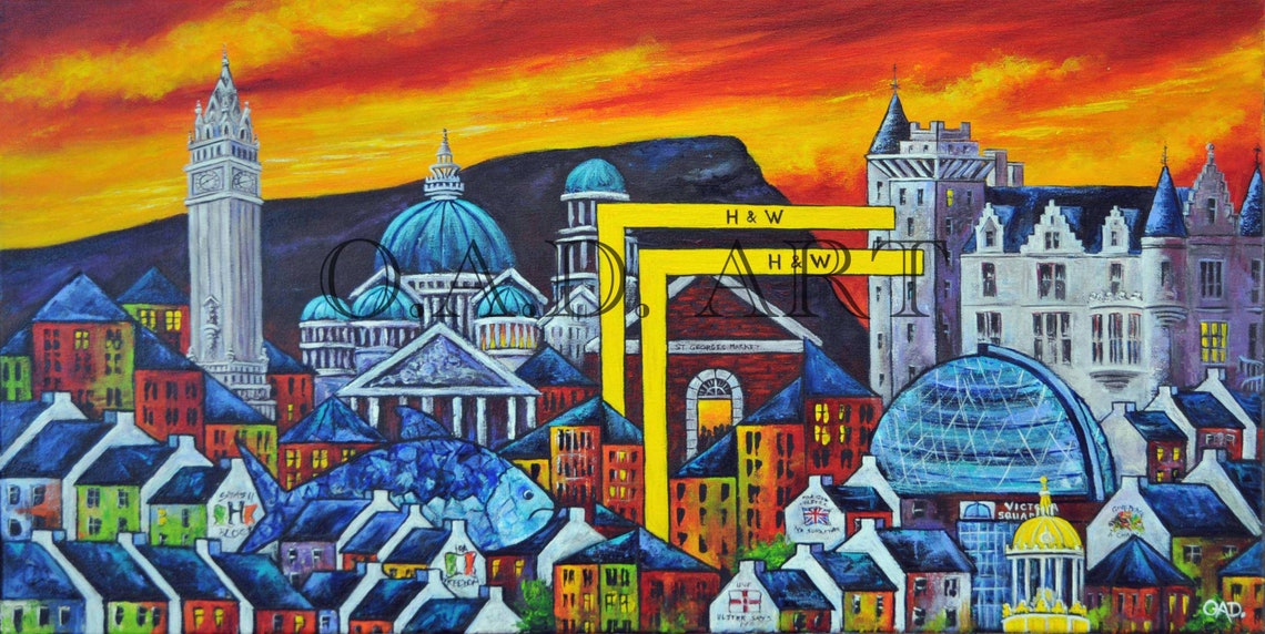 Belfast Cityscape Framed Print From Original Artwork by Etsy