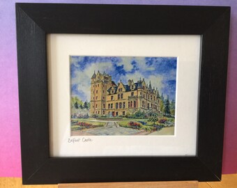 Belfast Castle. N. Ireland, framed print from original art by OliveDuffy