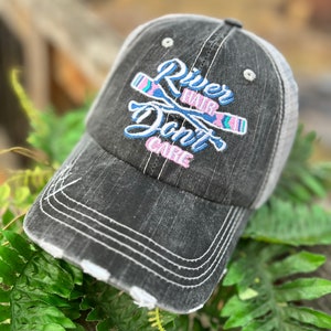 River hats and shirts RIVER hair don't care Anchor Seashells Embroidered distressed trucker caps unisex Boating Lake Beach Kayak