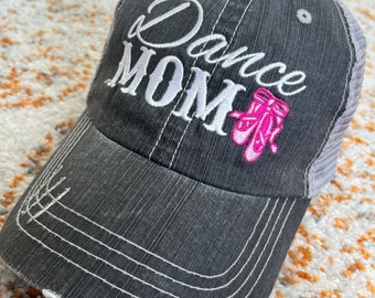 Personalized dance hats Dance mom Embroidered distressed womens trucker caps BLING Cheer Volleyball Gymnastics Softball Gifts Mama
