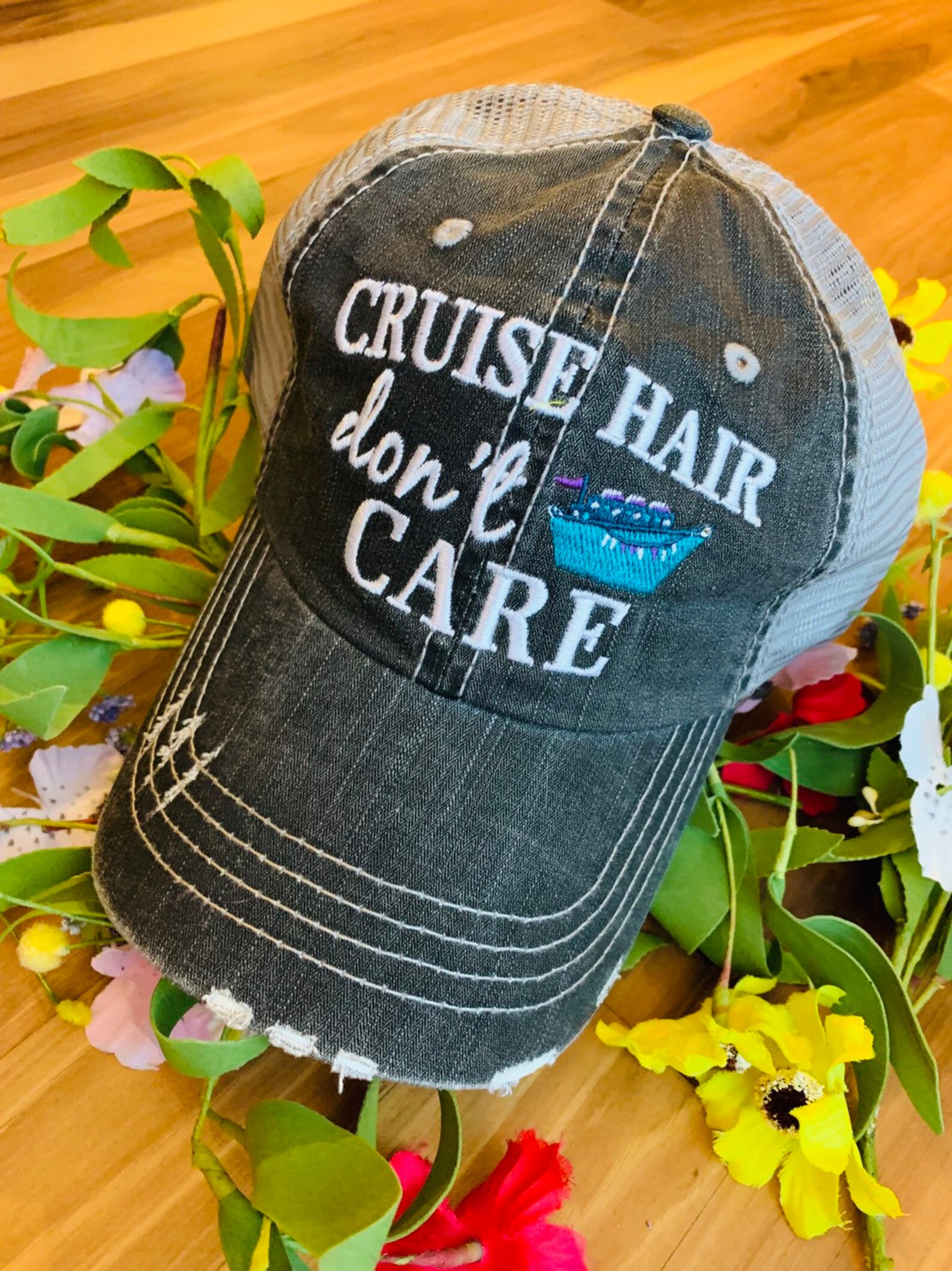 Personalized CRUISE Hats Womens Gray Embroidered Trucker Cap Etsy
