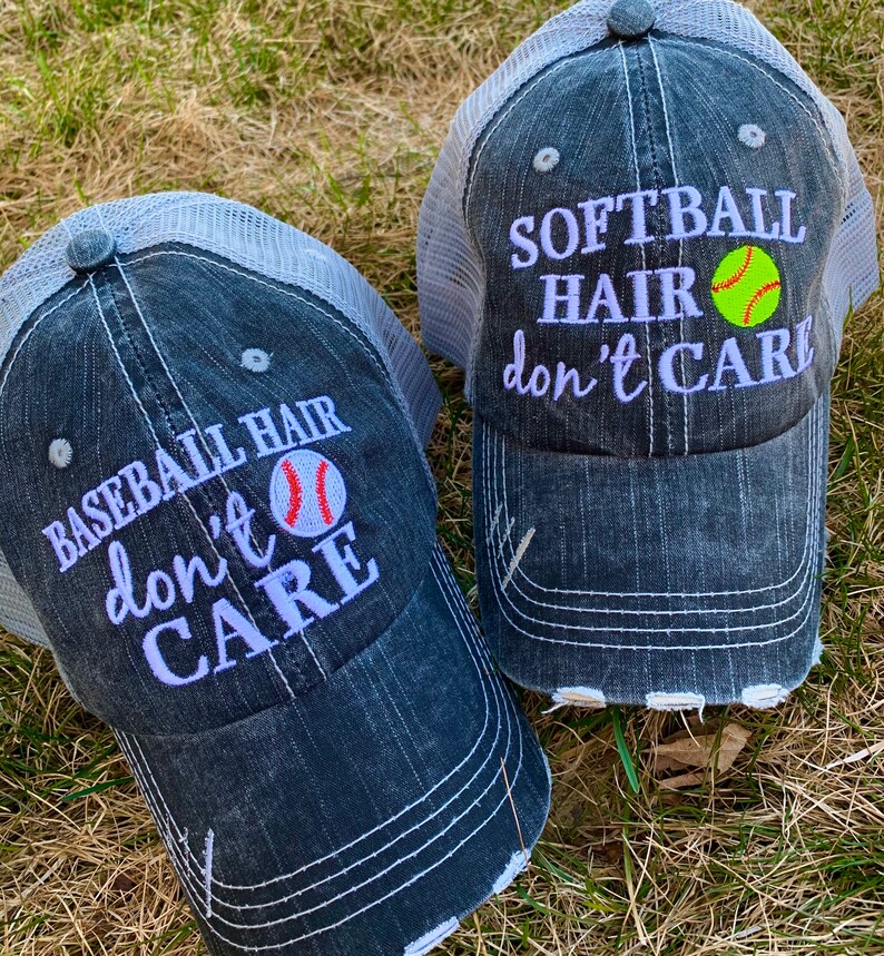 Softball Hats Softball Mom Softball Hair Dont Care Etsy
