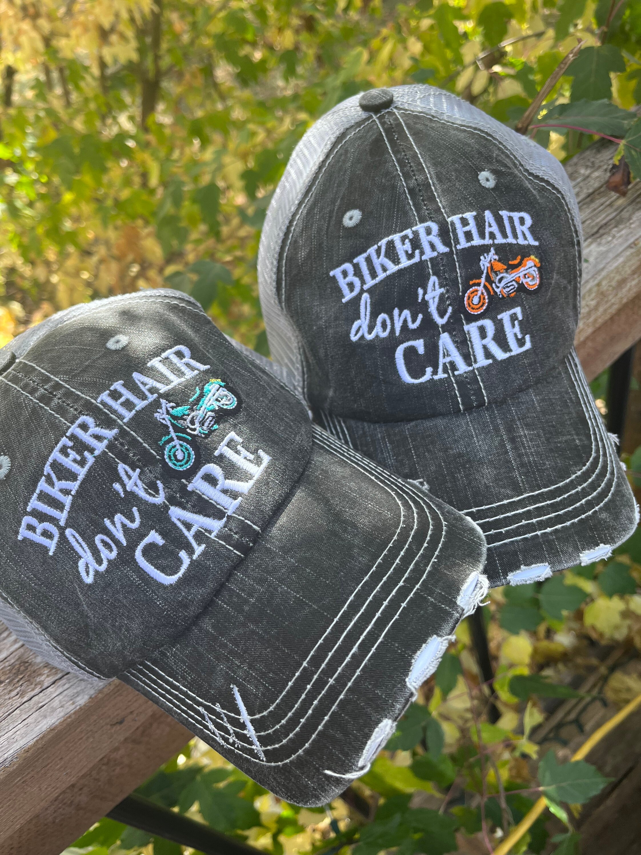 CAN-AM Hair Don't Care Embroidered Mesh Back Distressed 