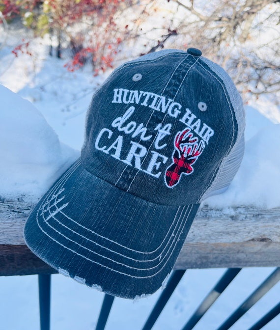 Hunting Hats Hunting Hair Dont Care Hunt Fish Duck Season Deer Buck Season  Camo Buffalo Plaid Embroidered Trucker Caps -  Canada