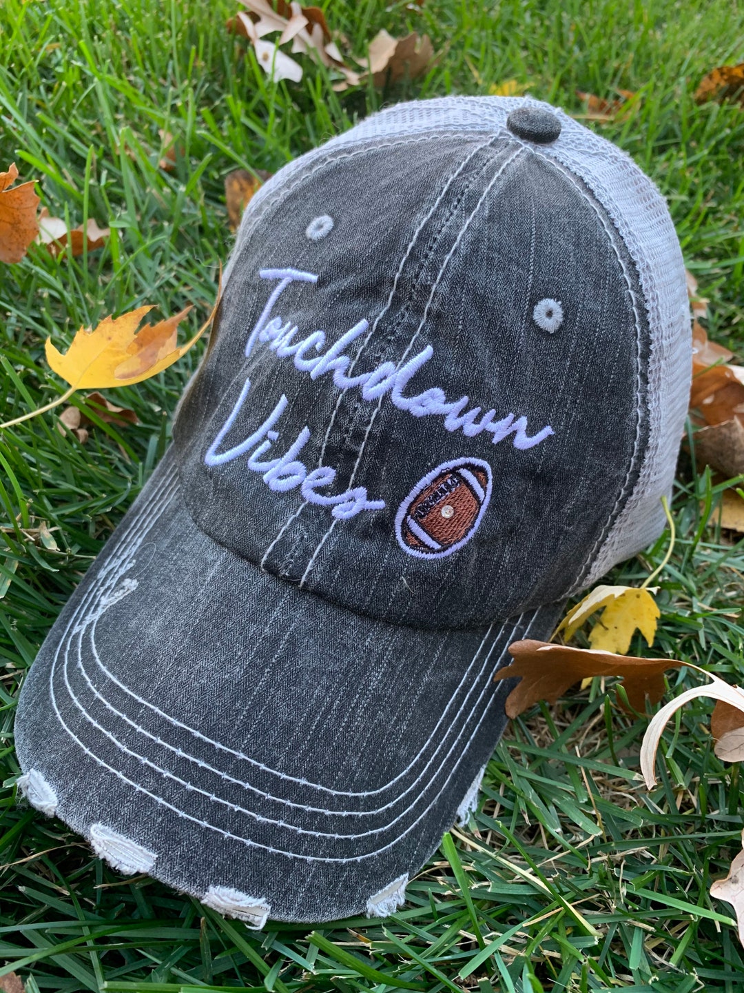 Football Hats Touchdown Vibes Current Mood Love Gameday Etsy