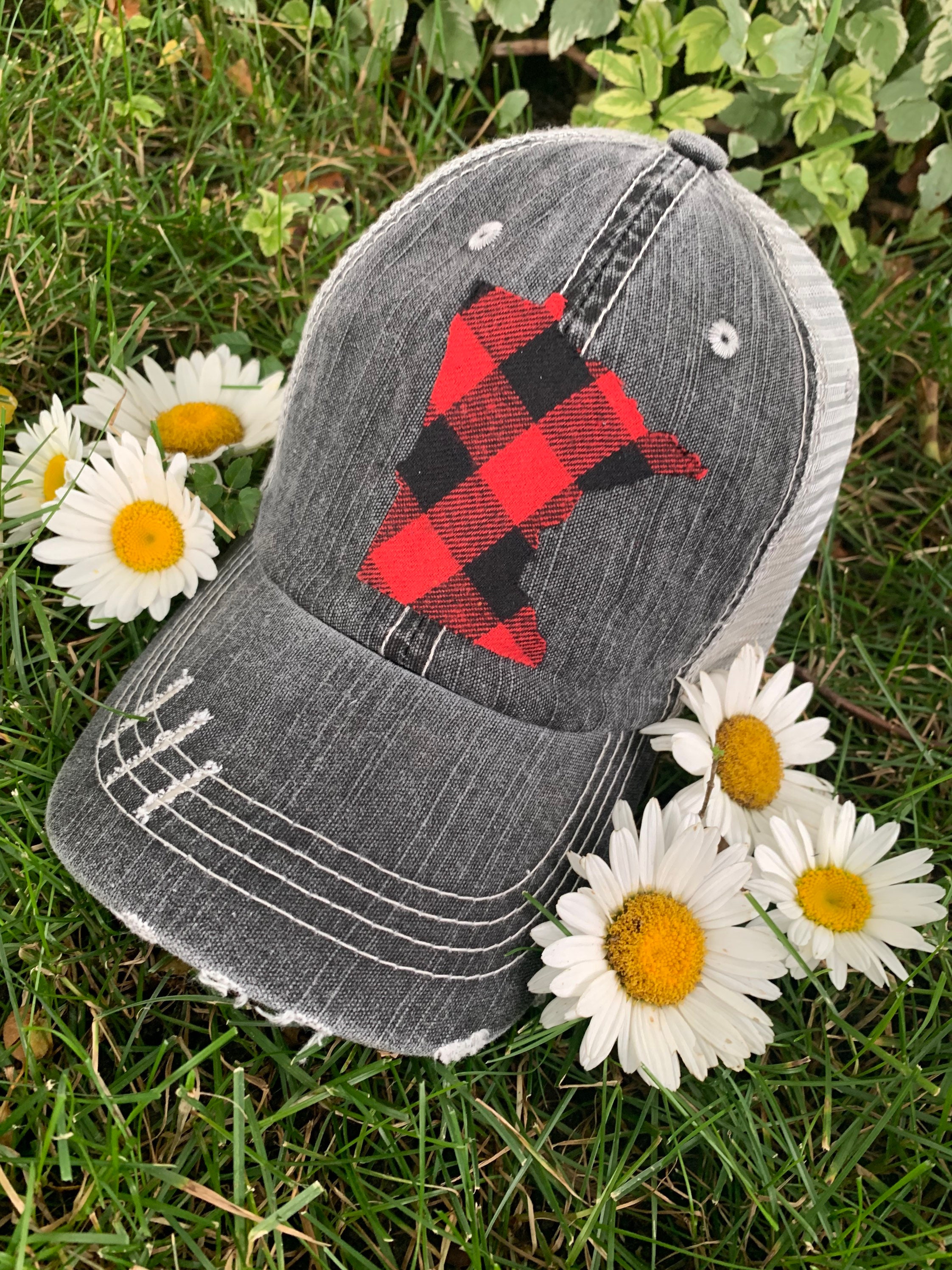 State Hats Gray Distressed Trucker 