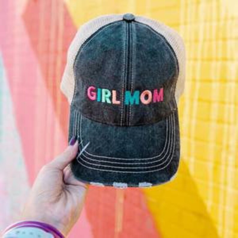 MOM Hats Boy Mom Girl Mom Womens Embroidered Trucker Cap Mom Etsy