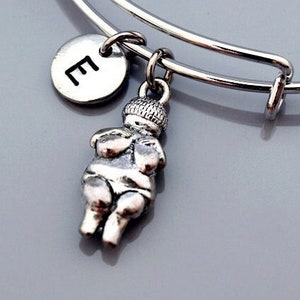 Venus of Willendorf, Woman of Willendorf, Fertility Goddess, Expandable bangle, Personalized bracelet, Monogram, Initial bracelet