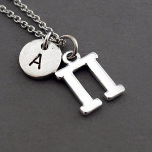 Pi Halskette, Silber Pi, Pi Symbol, Silber Pi Zeichen, griechisches Alphabet, griechischer Buchstabe, ursprüngliche Halskette, personalisiert, antikes Silber, Monogramm