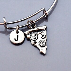 Pizza Bangle, Pizza slice, pepperoni pizza, Expandable bangle, Personalized bracelet, Charm bangle, Monogram, Initial bracelet