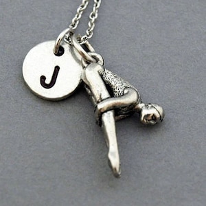 Diving necklace, Diver necklace, antique silver, initial necklace, initial hand stamped, personalized, monogram