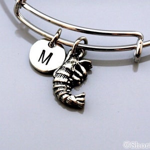 Shrimp Bangle, Shrimp charm bracelet, Shrimp charm jewelry, Expandable bangle, Personalized bracelet, Charm bangle, Initial bracelet