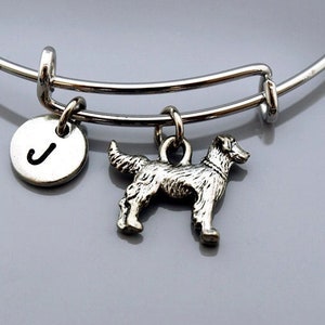 Golden Retriever bangle, Golden Retriever bracelet, Silver Golden Retriever, Expandable bangle, Charm bangle, Monogram, Initial bracelet