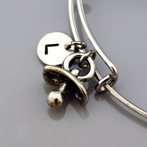 Pacifier charm Bangle, Pacifier bracelet, Expandable bangle, Personalized bracelet, Charm bangle, Monogram, Initial bracelet